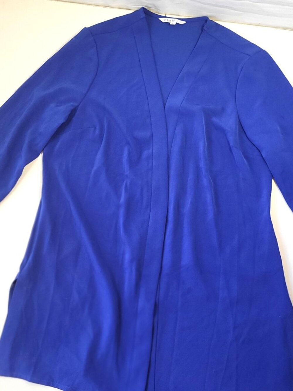 Cleo Royal Blue Open Front Cinched Back Cardigan Blouse Size Large